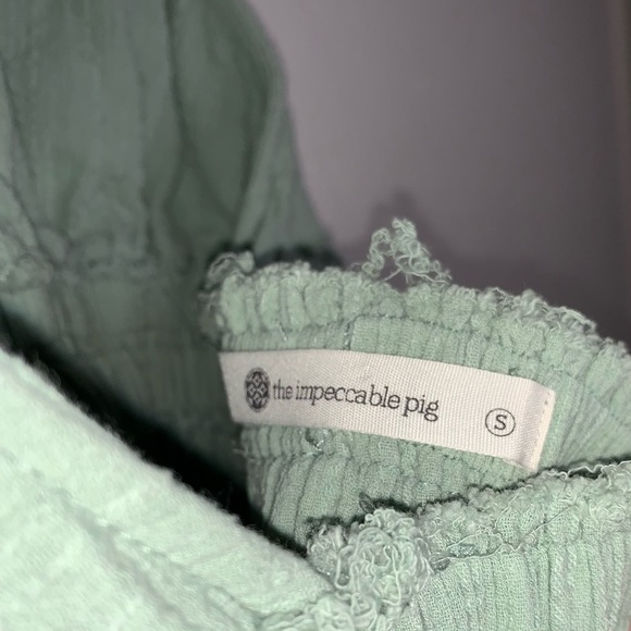 The Impeccable Pig Mint Tie Back Cropped Halter Top Size Small - Picture 9 of 9